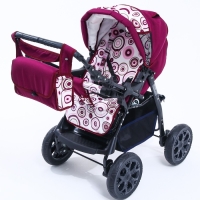 Коляска-трансформер &laquo;Гном&raquo;, пластиковые колёса, оттенки красного, рисунок МИКС