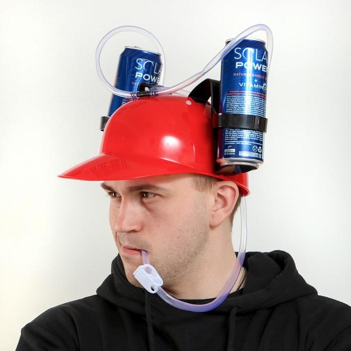 Карнавальная каска с отверстиями под банки, цвет красный Карнавальная каска с отверстиями под банки, цвет красный