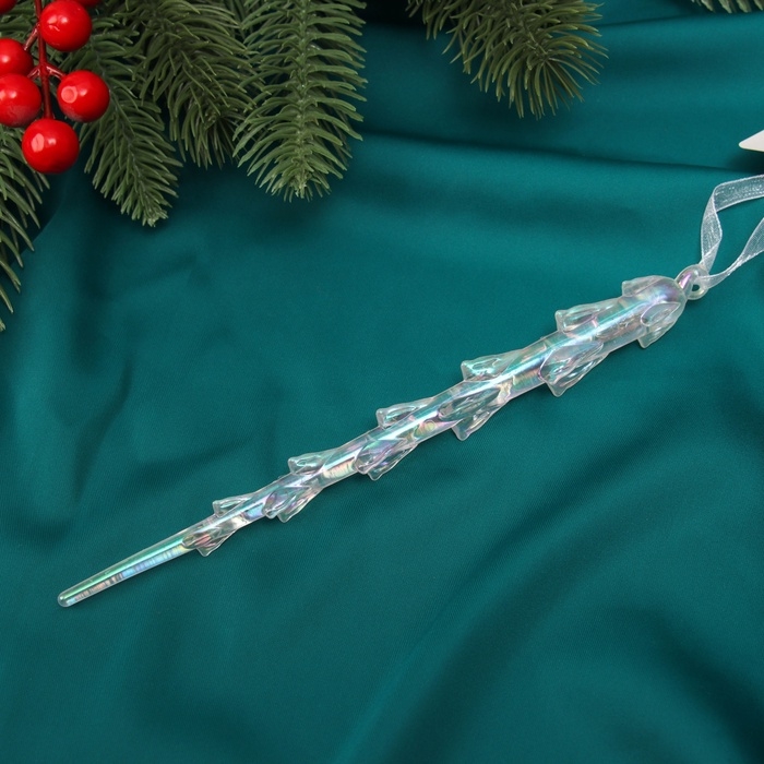 Ёлочная игрушка &laquo;Зимнее волшебство. Таящая сосулька&raquo; пластик, 19х1 см, прозрачный