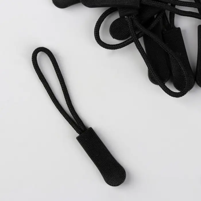 Язычок - пуллер для молнии, 2.5 см, 6&times;0.8 см, 10 шт., чёрный