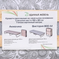 Раскладушка с матрасом взрослая "Анжелика", 190х80х27 см, нагрузка до 150 кг