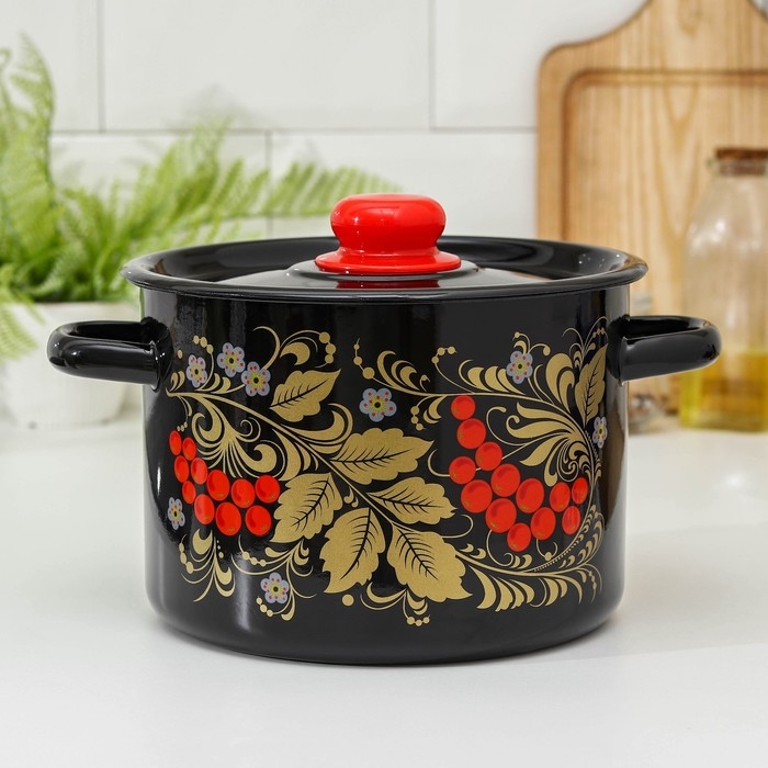 Кастрюля эмалированная &laquo;Рябина&raquo;, 4,5 л