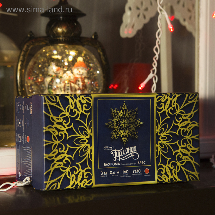 Гирлянда «Бахрома» 3 × 0.6 м, IP44, УМС, белая нить, 160 LED, свечение красное, мерцание белым, 220 В Гирлянда «Бахрома» 3 × 0.6 м, IP44, УМС, белая нить, 160 LED, свечение красное, мерцание белым, 220 В