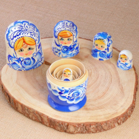 Матрёшка &laquo;Гжель&raquo;, синее платье, 5 кукольная, 18 см