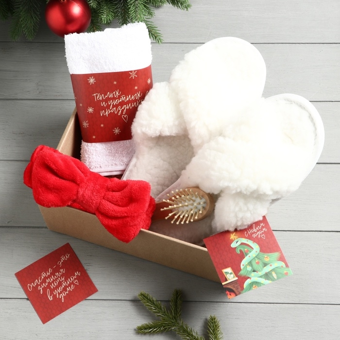 Набор подарочный Этель "Змея на ёлке" полотенце 30х60см и аксс (4 предм)