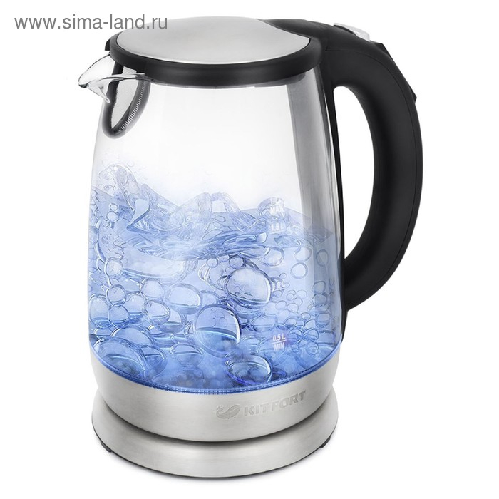 Чайник электрический Kitfort КТ-628, металл, 1.7 л, 2200 Вт, регулировка t&deg;, серебристый