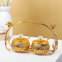 Набор сахарниц &laquo;Бонжур&raquo;, с ложками на подставке, цвет золотой