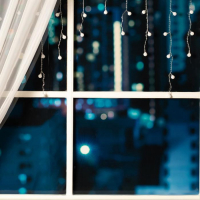 Гирлянда &laquo;Бахрома&raquo; 1.8 &times; 0.5 м с насадками &laquo;Шарики&raquo;, IP20, прозрачная нить, 48 LED, свечение мульти (RG/RB), мигание, 220 В