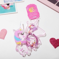 Набор детский "Выбражулька" 5 предметов: 2 заколки, браслет, клипсы, кольцо, единорог, цветной Набор детский "Выбражулька" 5 предметов: 2 заколки, браслет, клипсы, кольцо, единорог, цветной