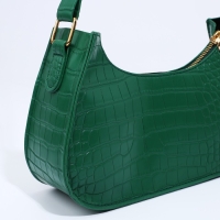 Сумка-багет на молнии, цвет зелёный