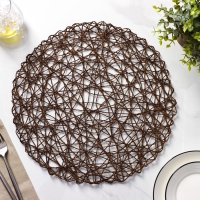 Салфетки сервировочные на стол Доляна &laquo;Одуванчик&raquo;, 4 шт, d=38 см, цвет коричневый