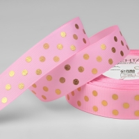 Лента репсовая с тиснением «Горох», 25 мм, 23 ± 1 м, цвет розовый №004 Лента репсовая с тиснением «Горох», 25 мм, 23 ± 1 м, цвет розовый №004