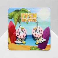 Серьги акрил &laquo;Гуси&raquo; в спасательных кругах, цветные в серебре