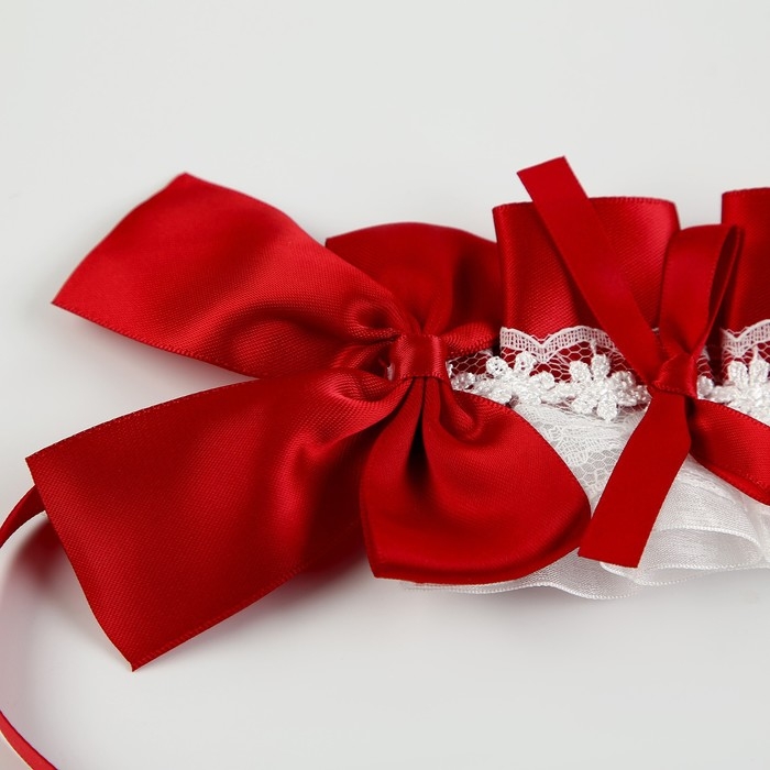Карнавальная повязка &laquo;Лолита&raquo;, цвет красный с белым кружевом
