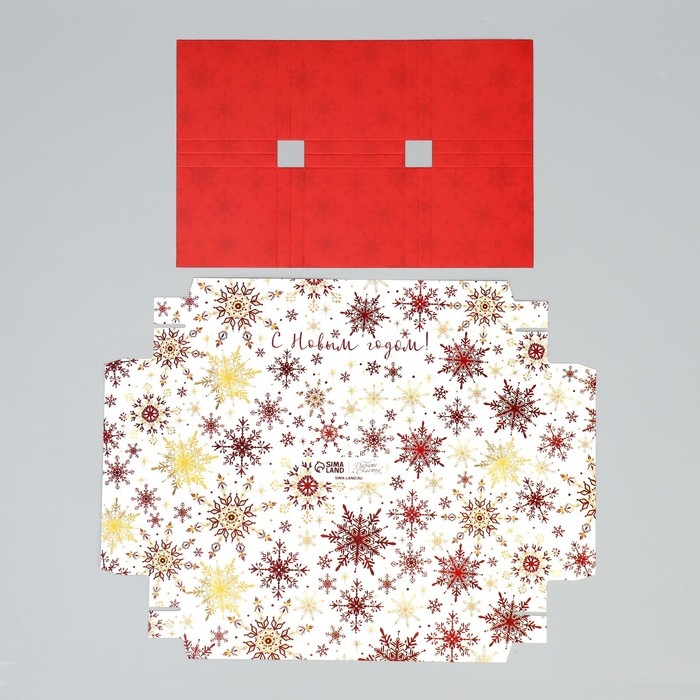 Коробка для для мусовых пирожных «С Новым годом!», снежинки, 27 х 17.8 х 6.5 см, Новый год Коробка для для мусовых пирожных «С Новым годом!», снежинки, 27 х 17.8 х 6.5 см, Новый год