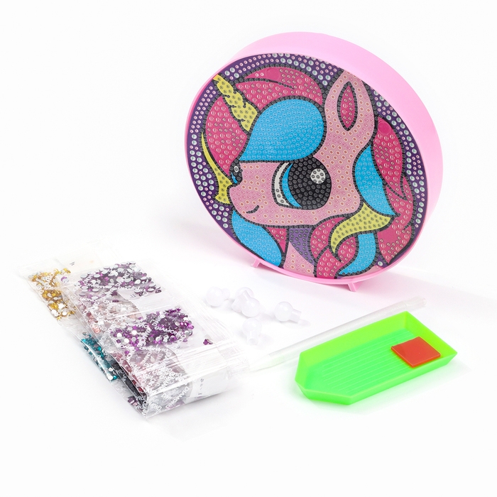 Ночник своими руками. Алмазная мозаика для детей с полным заполнением на ночнике &laquo;Единорожка&raquo;, 15 х 15 см