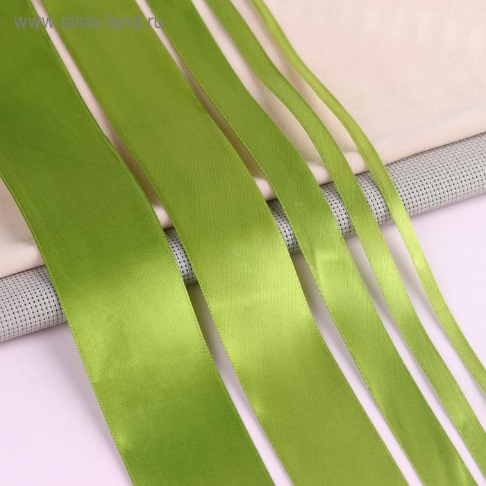 Набор атласных лент, 5 шт, размер лент: 6/10/20/40/50 мм &times; 23 &plusmn; 1 м, цвет травяной