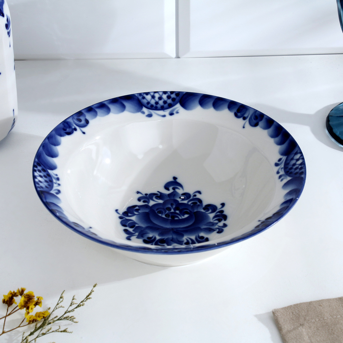 Тарелка &laquo;Трапеза&raquo;, большая, D=20 см, гжель