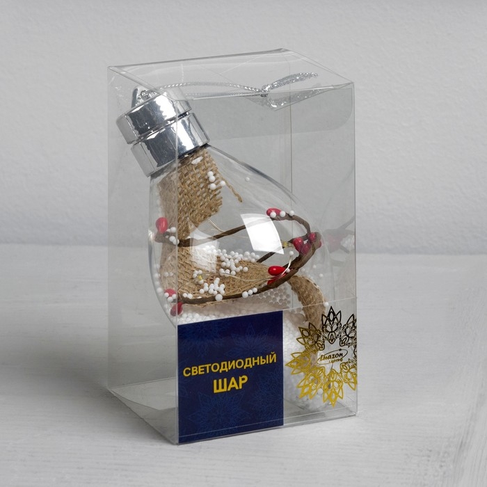 Ёлочный шар «Новый год», батарейки, 5 LED, свечение тёплое белое Ёлочный шар «Новый год», батарейки, 5 LED, свечение тёплое белое