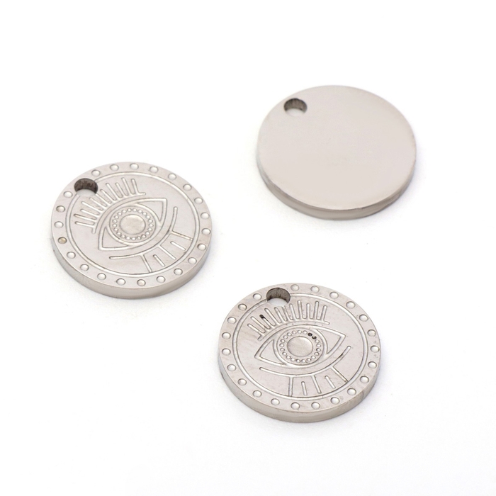 Подвеска &laquo;Монетка&raquo; глаз, набор 3 шт., цвет серебро