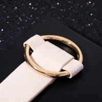 Браслет кожа &laquo;Помпеи&raquo; захват, цвет светло-бежевый в золоте, 24 см