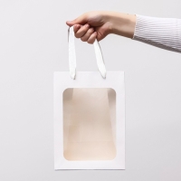 Пакет подарочный, с окном, 25 х 18 х 13 см, белый, 1шт. Пакет подарочный, с окном, 25 х 18 х 13 см, белый, 1шт.