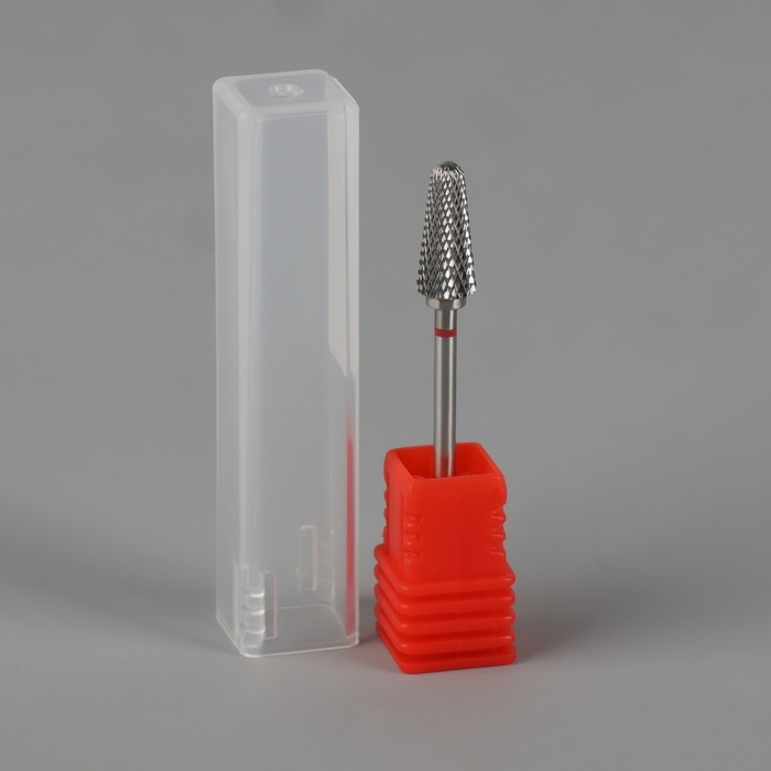 Фреза твердосплавная для маникюра &laquo;Конус&raquo;, мелкая нарезка, 6 &times; 15 мм, в пластиковом футляре
