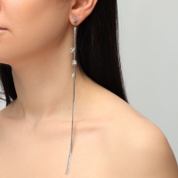 Серьги висячие со стразами «Голливуд» цветы на нитях, цвет белый в серебре, 19,5 см Серьги висячие со стразами «Голливуд» цветы на нитях, цвет белый в серебре, 19,5 см