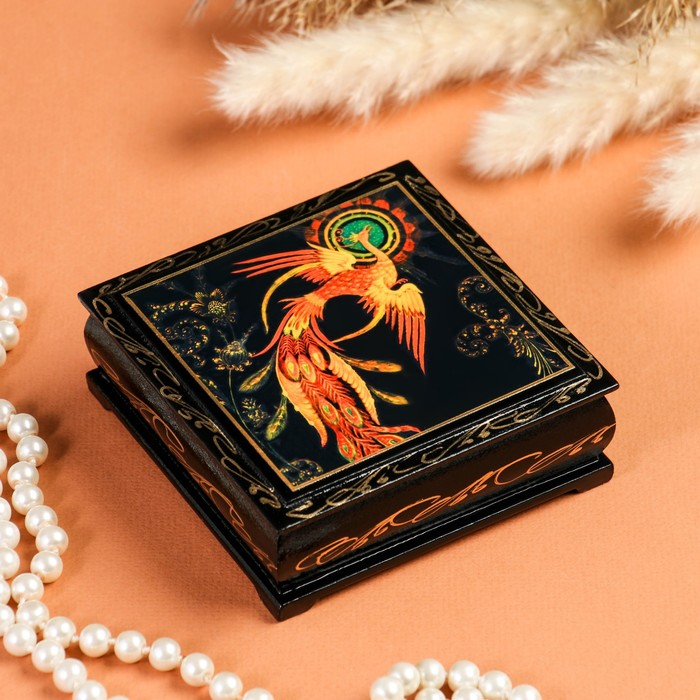 Шкатулка &laquo;Жар-птица&raquo;, 10&times;10 см, лаковая миниатюра