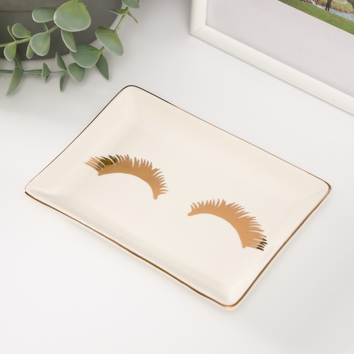 Сувенир керамика подставка под кольца Сувенир керамика подставка под кольца "Ресницы" 14х9х1,6 см