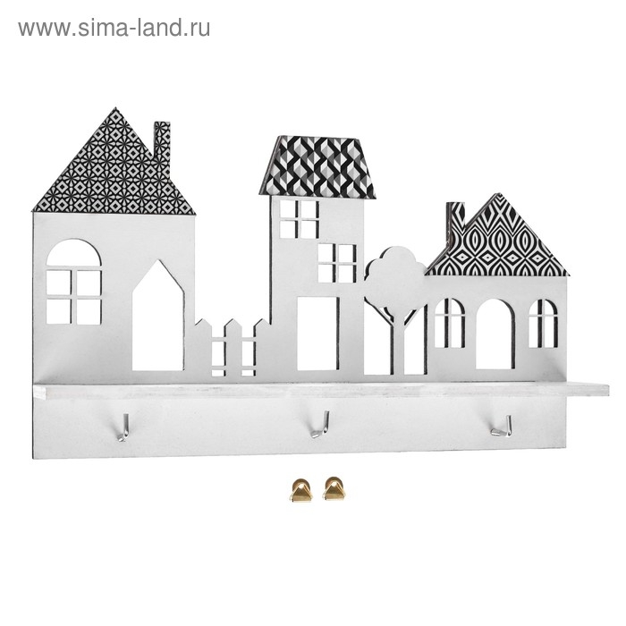 Ключница настенная с полкой «Домики». Ключница настенная с полкой «Домики».