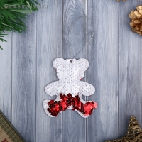 Мягкая подвеска "Мишка - праздничный перелив" 8,5*9,5 см, микс