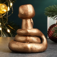 Новый год. Символ 2025. Фигура "Змейка мечтает" бронза, 6х6см