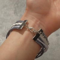 Браслет кожа «Магия знаков» совушки, 5 нитей, цвет бело-серый, L=20 см Браслет кожа «Магия знаков» совушки, 5 нитей, цвет бело-серый, L=20 см