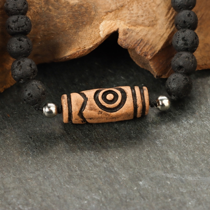 Браслет из лавы с бусиной Дзи &laquo;Четыре благодати&raquo; №3