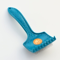 Щётка - пуходёрка большая мягкая с каплями, основание 68 х 48 мм, бирюзовая