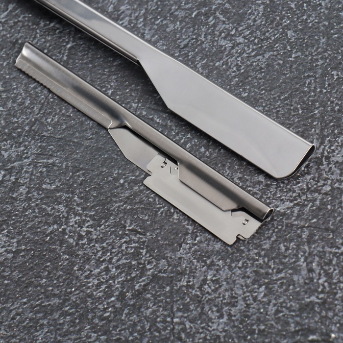 Опасная бритва, шаветт, без лезвия, 16,5/24 &times; 2,5 &times; 1,3 см, пластиковая, цвет чёрный/серебристый