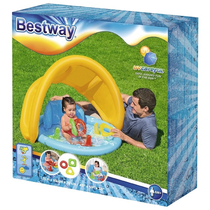 Бассейн надувной &laquo;Ракушка&raquo;, 115 х 89 х 76 см, с навесом, от 6 месяцев, 52568