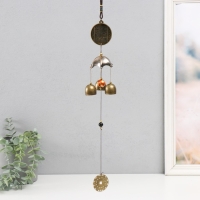 Музыка ветра "Дракон на монете" 3 колокольчика + 1 подвеска 46 см