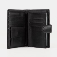 Портмоне мужское на кнопке, 3 в 1, для автодокументов и паспорта, 2 отдела, для карт, для монет, цвет чёрный Портмоне мужское на кнопке, 3 в 1, для автодокументов и паспорта, 2 отдела, для карт, для монет, цвет чёрный