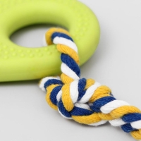 Игрушка жевательная с канатом для собак "Ладошка", 10 см, салатовая Игрушка жевательная с канатом для собак "Ладошка", 10 см, салатовая