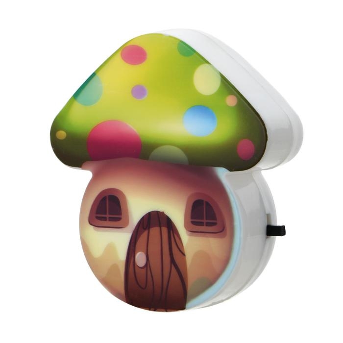 Ночник пластик от сети Ночник пластик от сети "Домик-грибок" МИКС 8х7х2,5 см RISALUX