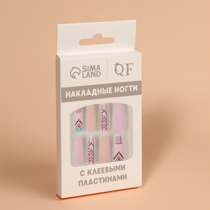 Накладные ногти &laquo;Узор&raquo;, 12 шт, с клеевыми пластинами, форма балерина, разноцветные