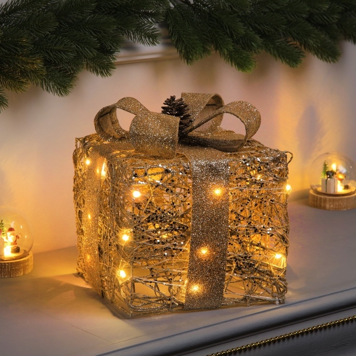 Фигура световая Фигура световая "Подарок", 29х20х20, 20 LED, AAx3 (не в компл.), Т/БЕЛЫЙ