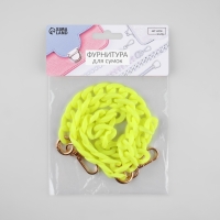 Цепочка для сумки, пластиковая, с карабинами, 23 &times; 17 мм, 68 см, цвет неоновый жёлтый/золотой