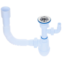 Сифон для раковины "АНИ Пласт" C0315, сифон 1 1/2", отвод стир. машины, гибкая труба Сифон для раковины "АНИ Пласт" C0315, сифон 1 1/2", отвод стир. машины, гибкая труба