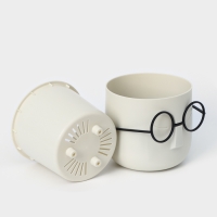 Кашпо для цветов со вставкой &laquo;Стив&raquo;, 650 мл, d=11,5 см, h=10,5 см, цвет белый ротанг