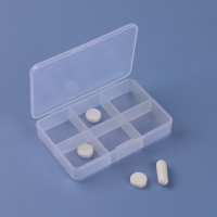 Таблетница, 9 × 6 × 2 см, 6 секций, цвет белый Таблетница, 9 × 6 × 2 см, 6 секций, цвет белый