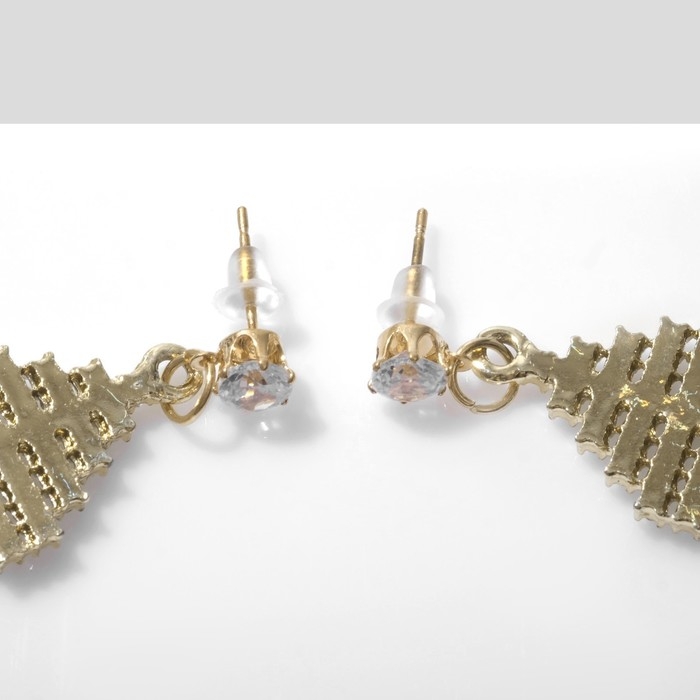 Серьги со стразами «Рыбки» миниатюрные, цвет белый в золоте Серьги со стразами «Рыбки» миниатюрные, цвет белый в золоте