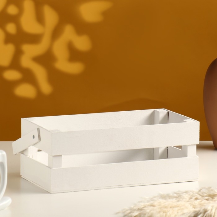 Кашпо деревянное 24.5×13.5×9 см Кашпо деревянное 24.5×13.5×9 см "Двушка Лайт", двухреечное, белый Дарим Красиво